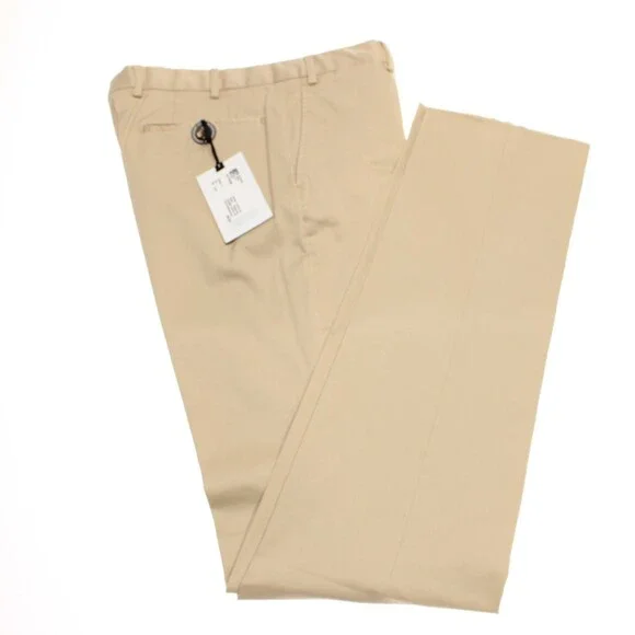Hiltl NWT Chinos / Casual Pants Size 32 US Dayne In Solid Beige Cotton Blend
